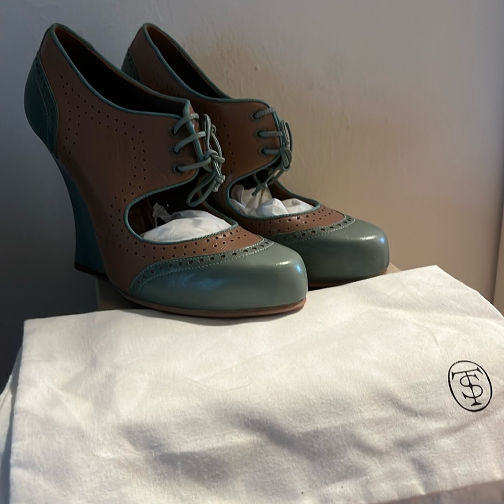 TABITHA SIMMONS Aqua & Nude Wedges/Heels EU39/US9